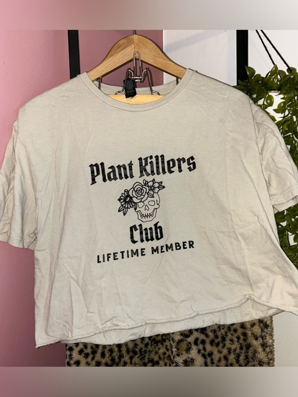 Plant Killers Club Cotton Graphic Tee - Cream with Black Print